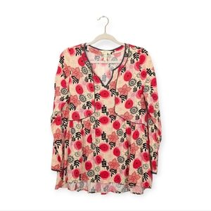 Matilda Jane Make Believe Mistletoe Magic Floral Tunic Top Size S